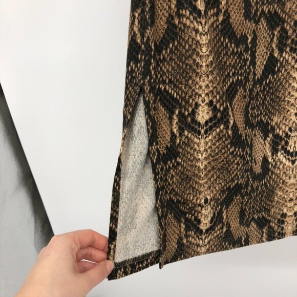 Genesis Fashion Sheila Keighron high neck  brown snakeskin long sleeve dress LG - Picture 12 of 15